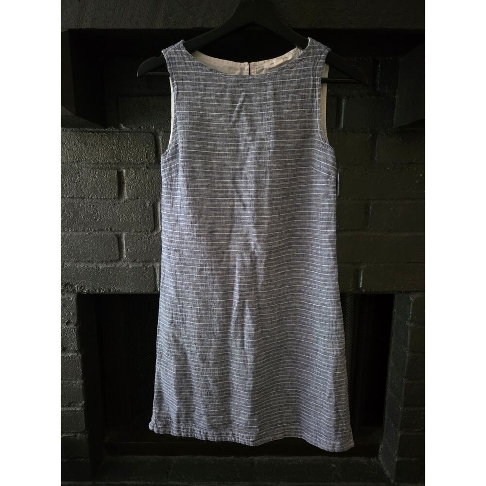 Beach Lunch Lounge Collection Linen Blend Sleeveless Striped shift dress XS